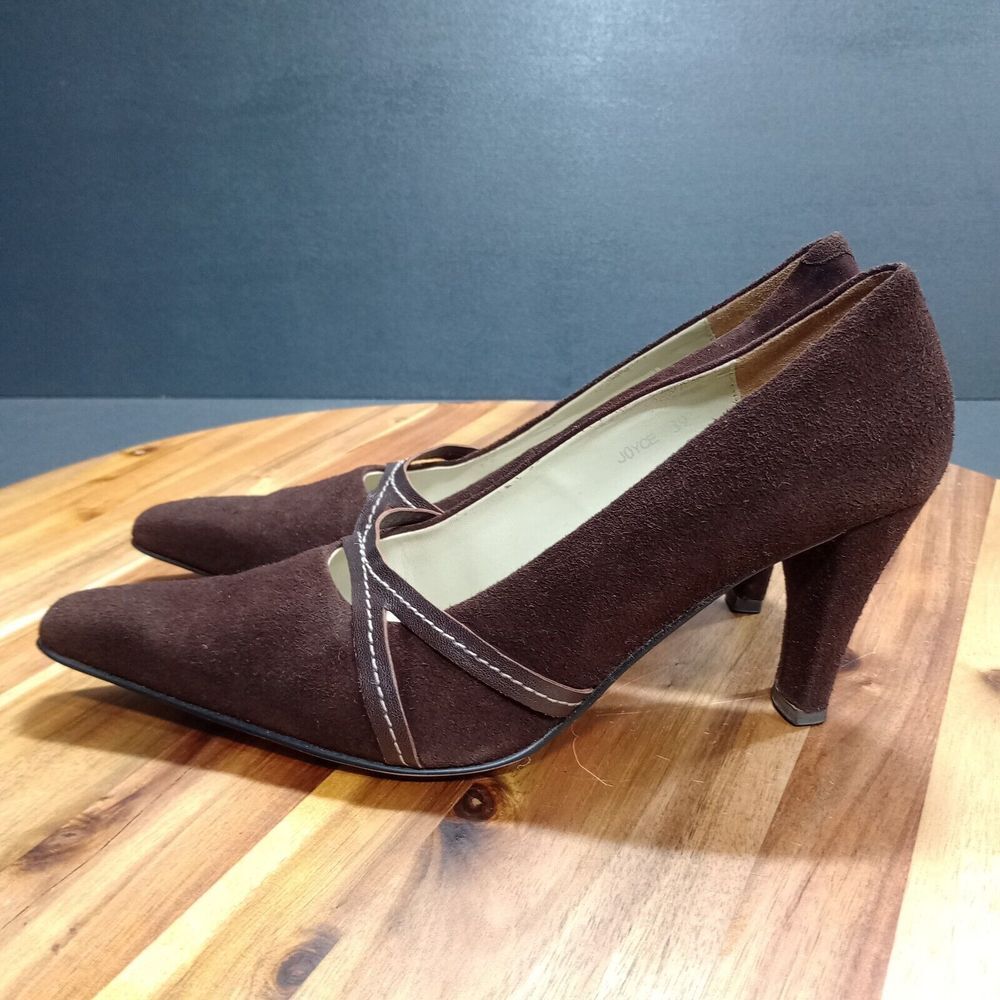 Henry Ferrera Collection High Heels‎ Womens Sz 8.5 Brown Leather Suede Pumps